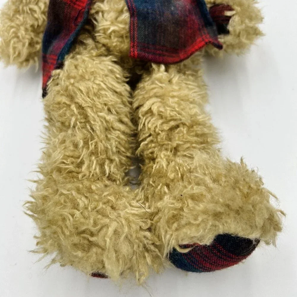 Boyds Bears 1985-97 Teddy Bear Jointed 18” Brown Tan Plush Red Scarf Vintage